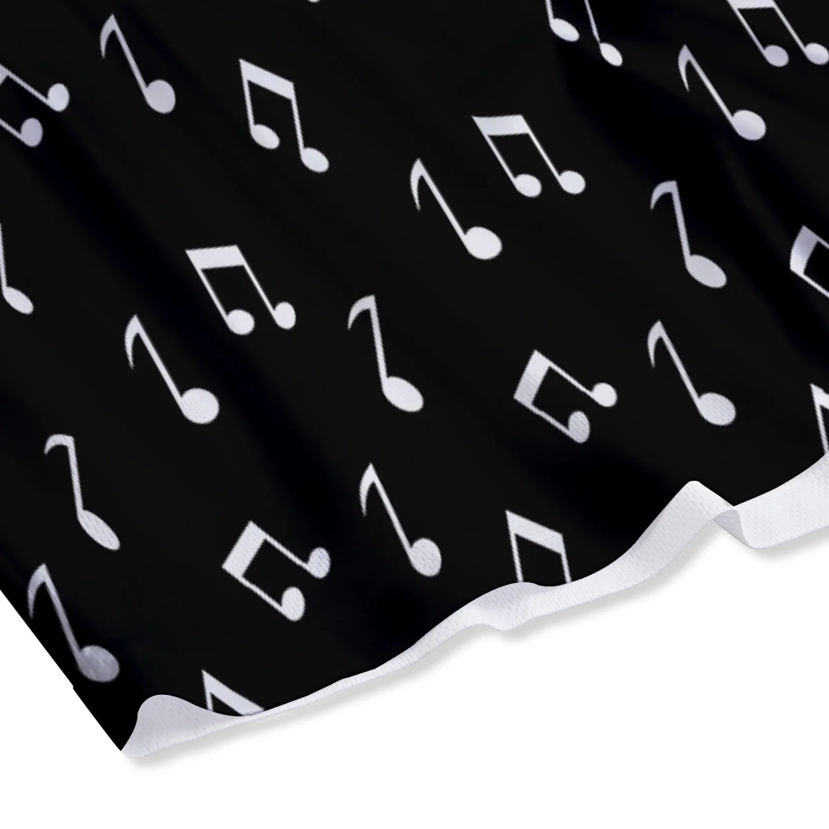 Music Note Black And White Print Pattern Mesh Shorts - Image 4