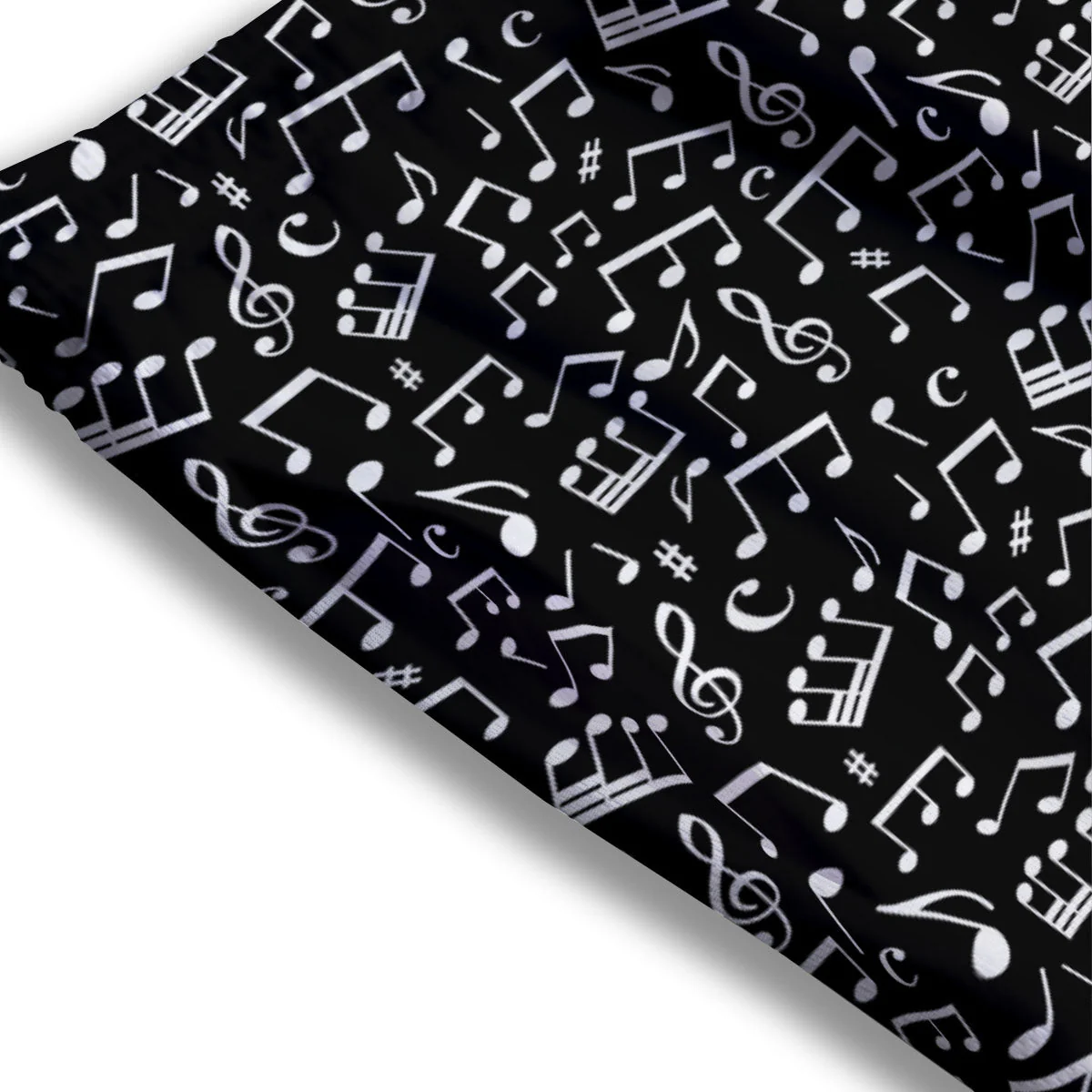 Music Note White And Black Print Pattern Mesh Shorts - Image 3