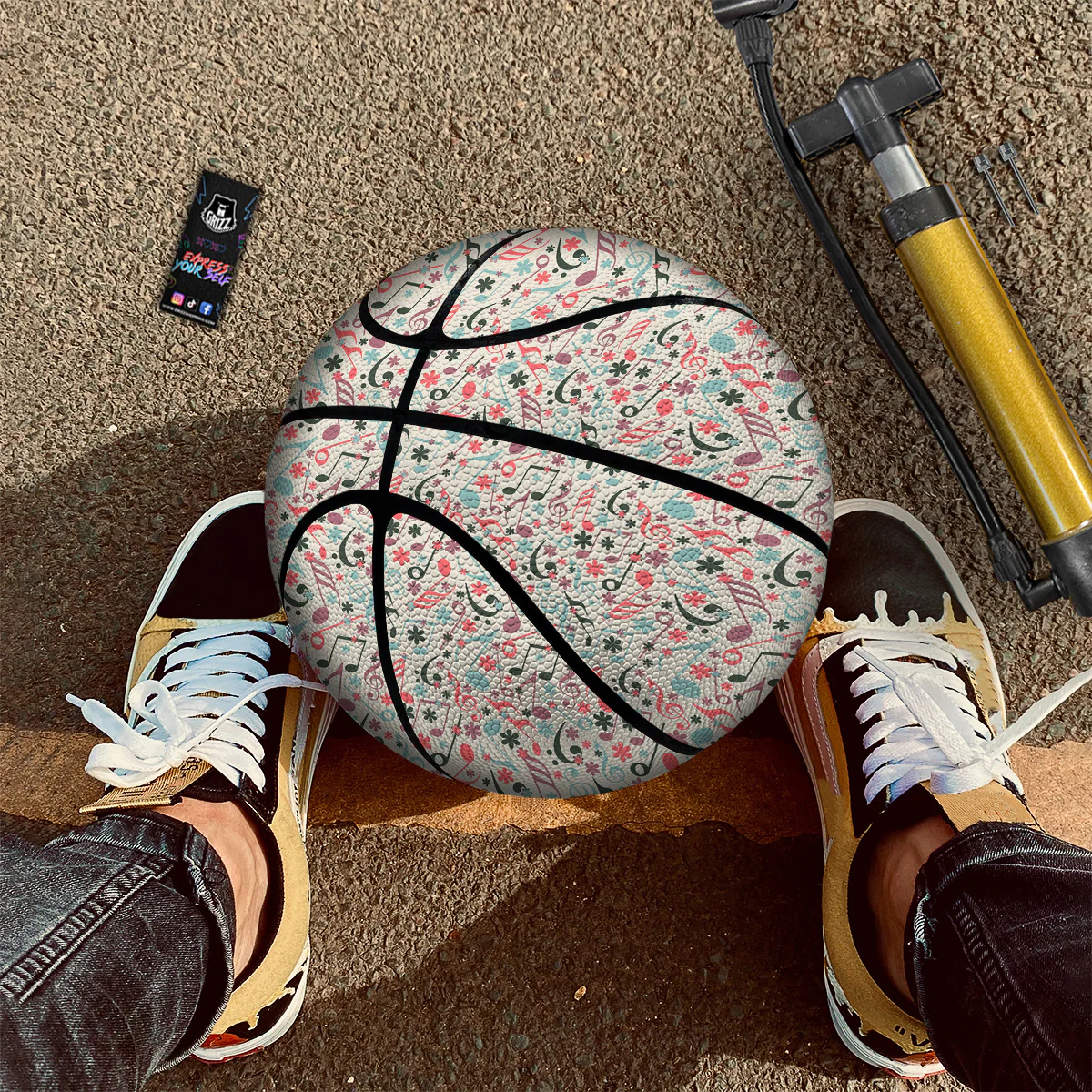 Music Notes Cute Print Pattern Basketball - Image 2