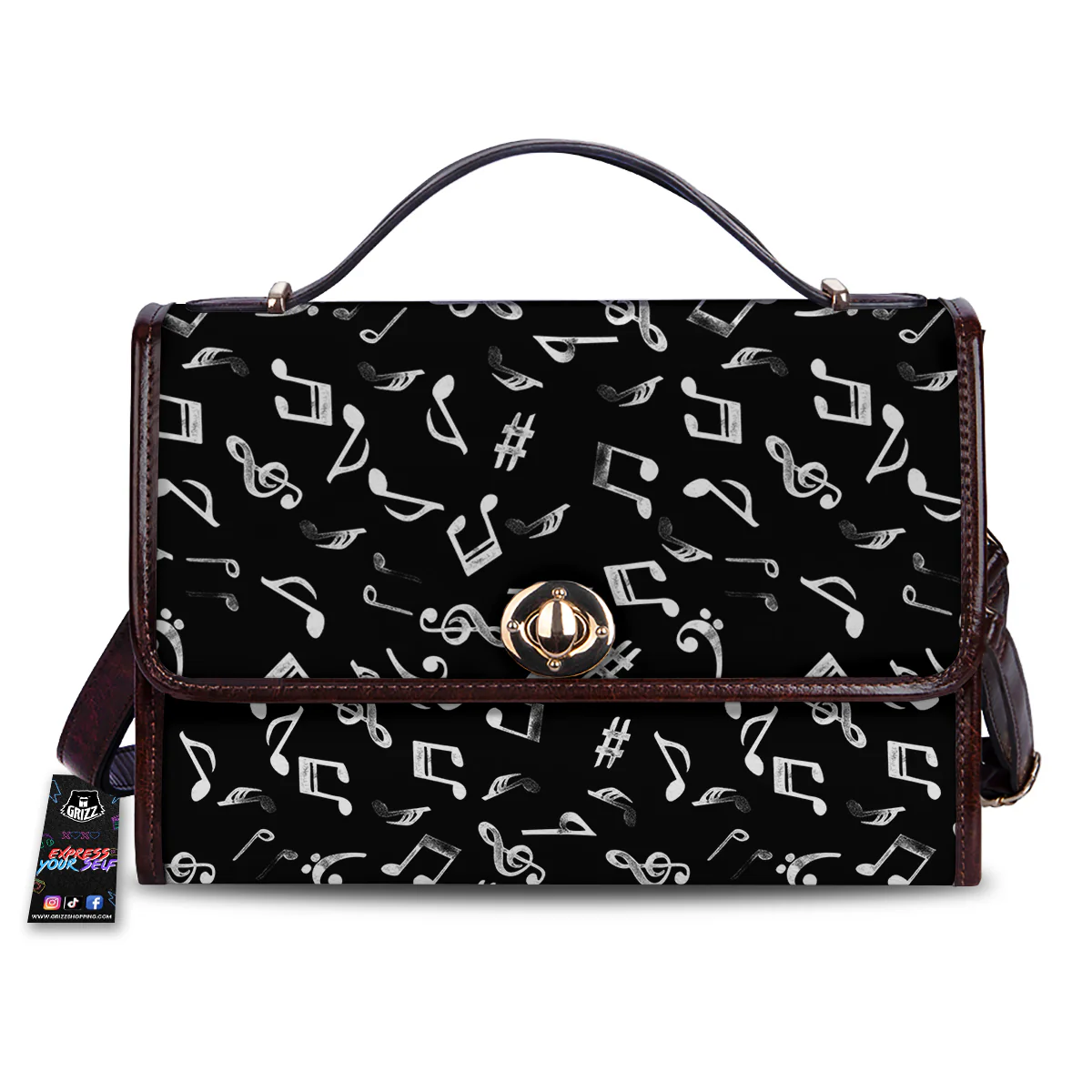 Music Notes Watercolor Print Pattern Women's Satchel Bag