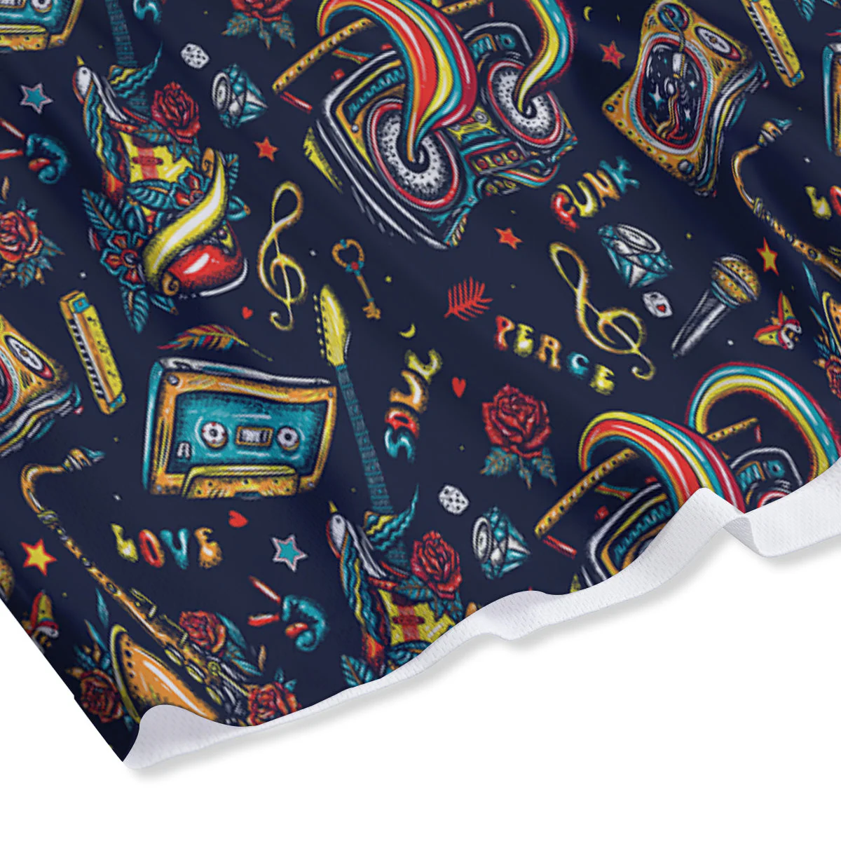 Musical Instruments Print Pattern Mesh Shorts - Image 4