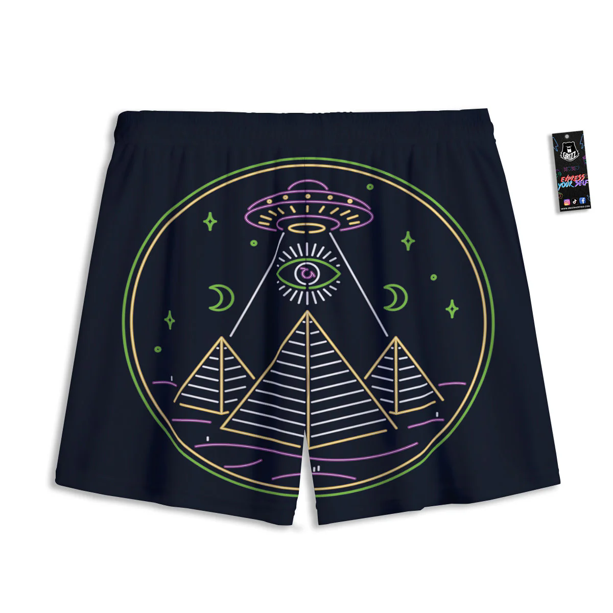 Mystery Of Egypt Neon Print Mesh Shorts - Image 2