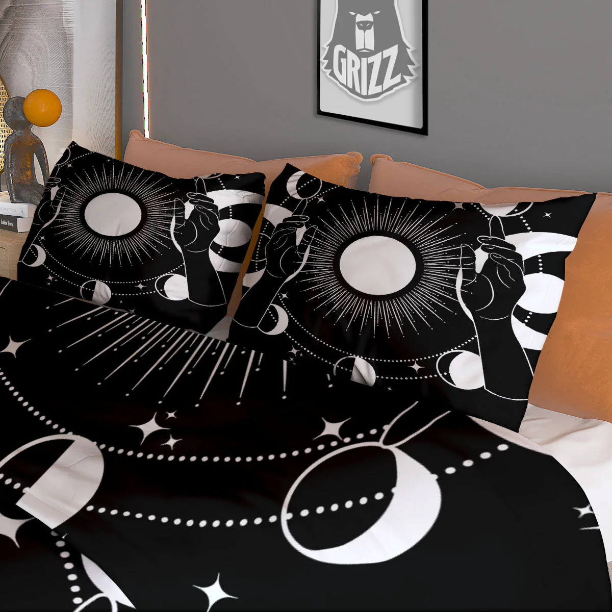 Mystic Wicca White And Black Print Duvet Cover Bedding Set - Image 3
