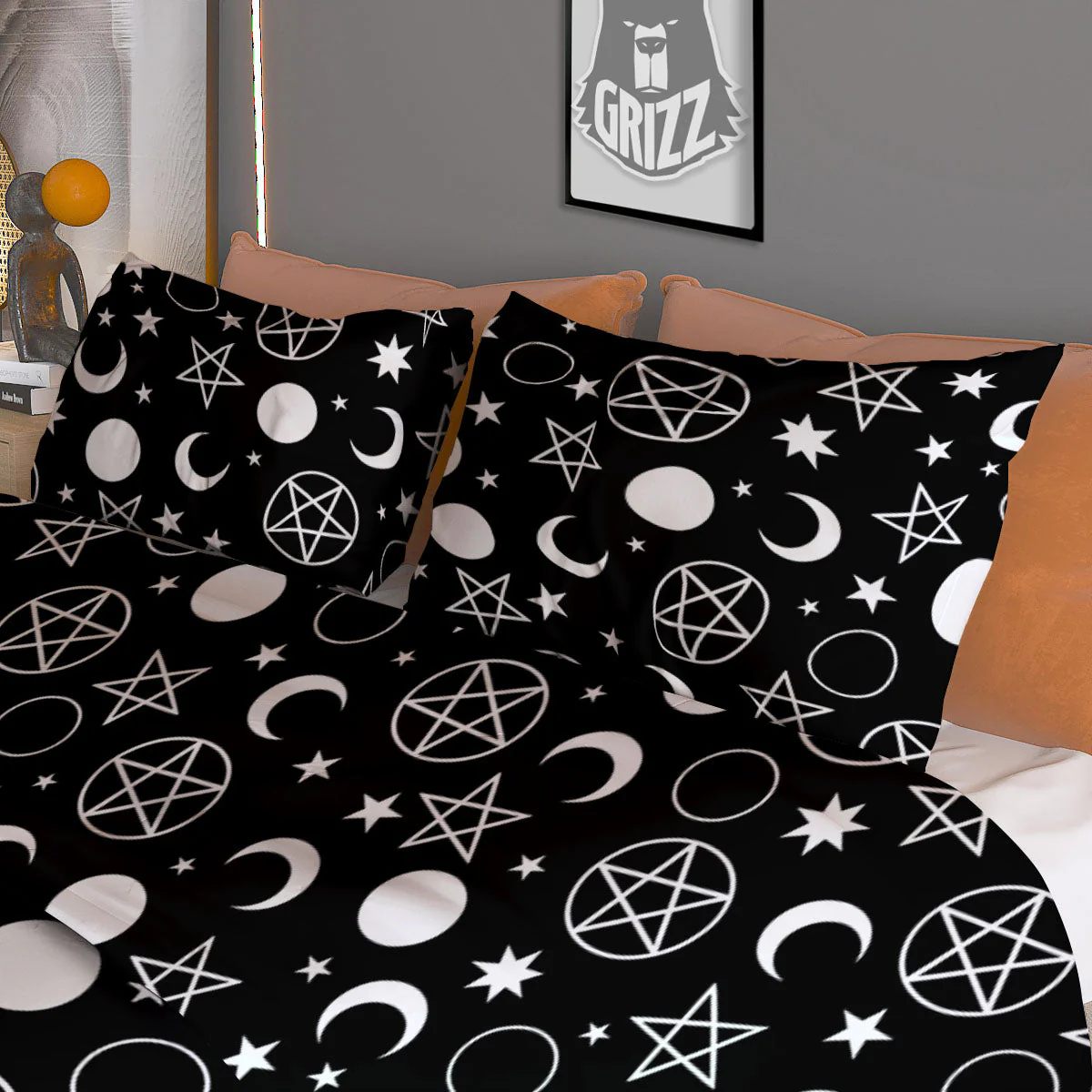 Mystic Witch White And Black Print Duvet Cover Bedding Set - Image 3