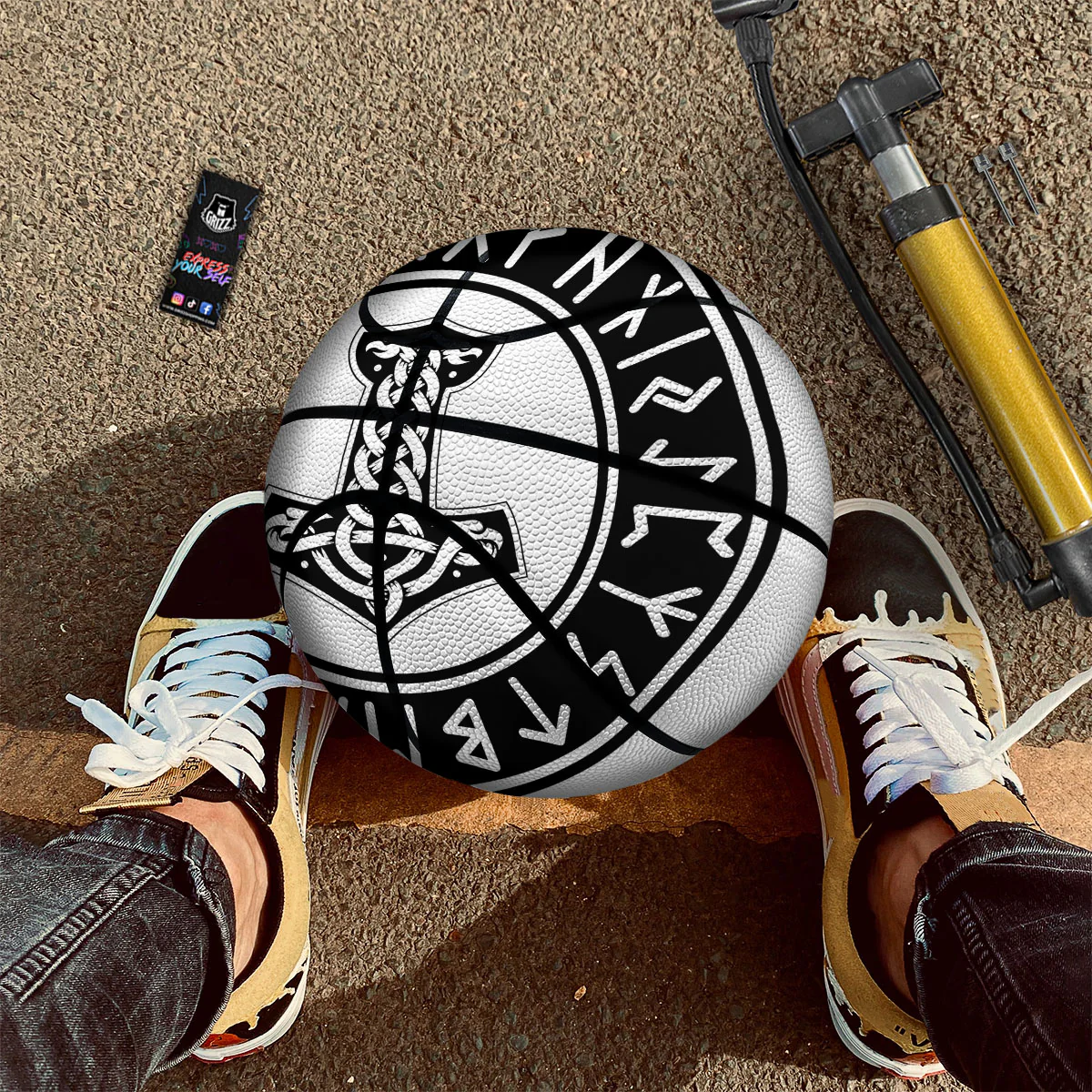 Mythology Mjolnir Norse Print Basketball - Image 2