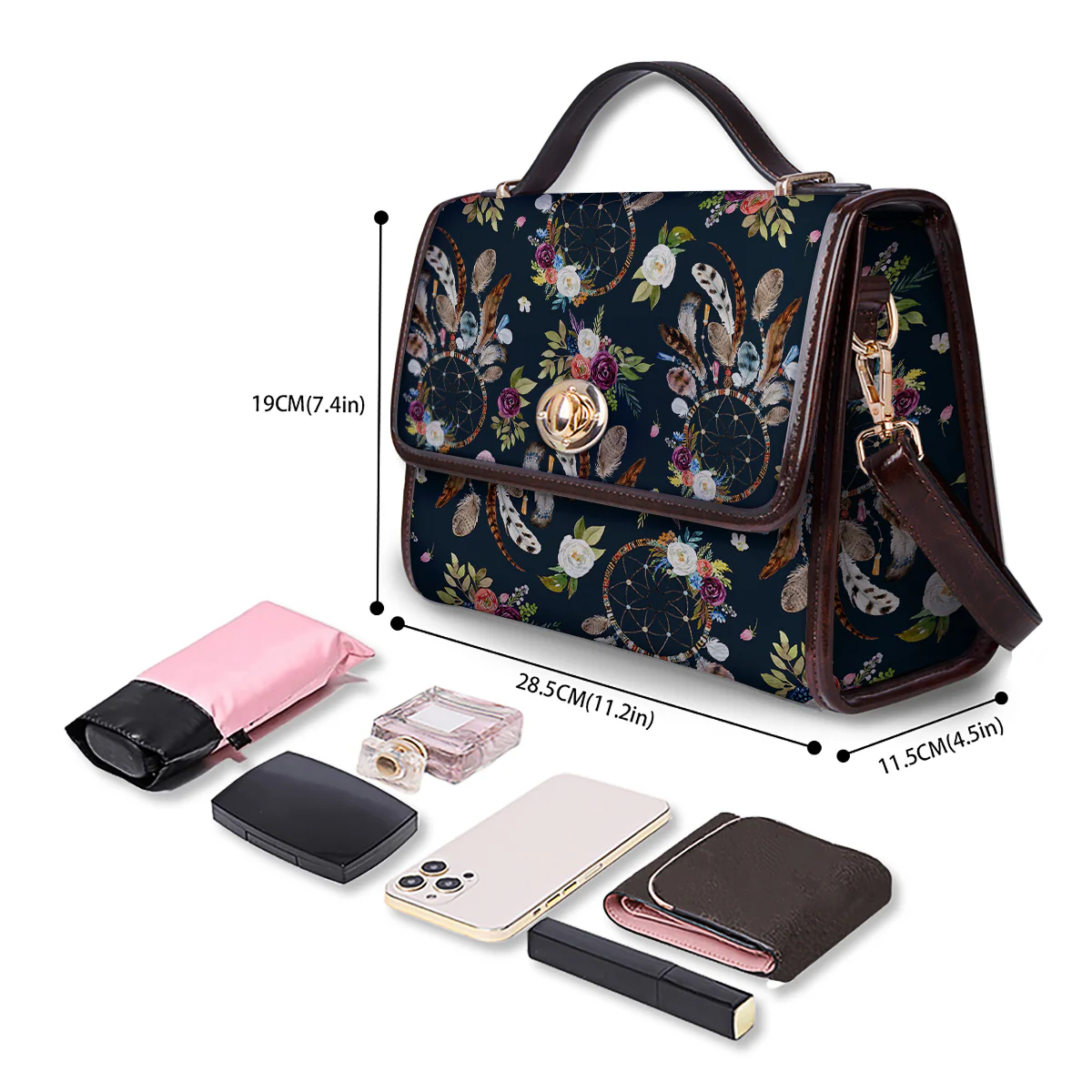 Native Dream Catcher Vintage Print Pattern Women's Satchel Bag - Image 4