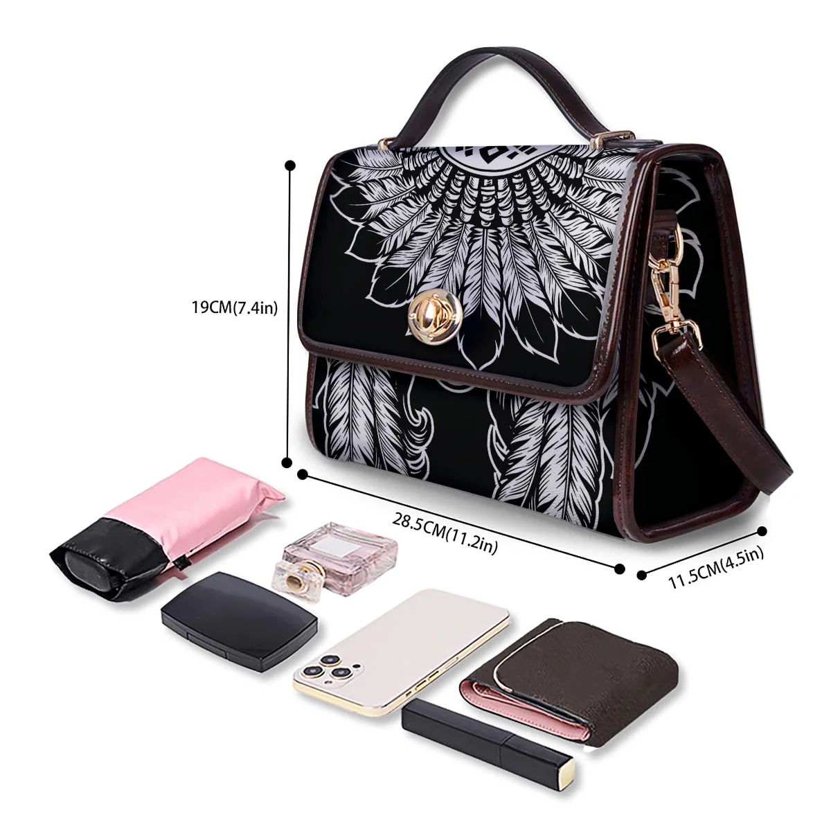 Native Indian Girl Tribal Print Women's Satchel Bag - Image 4