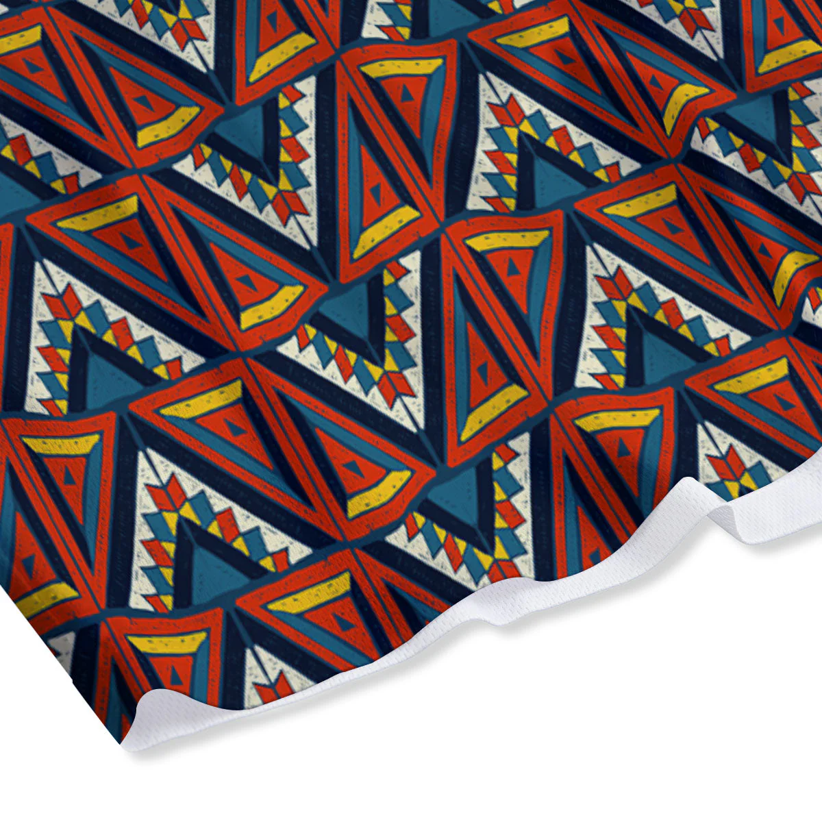 Native Tribal White And Red Print Mesh Shorts - Image 4