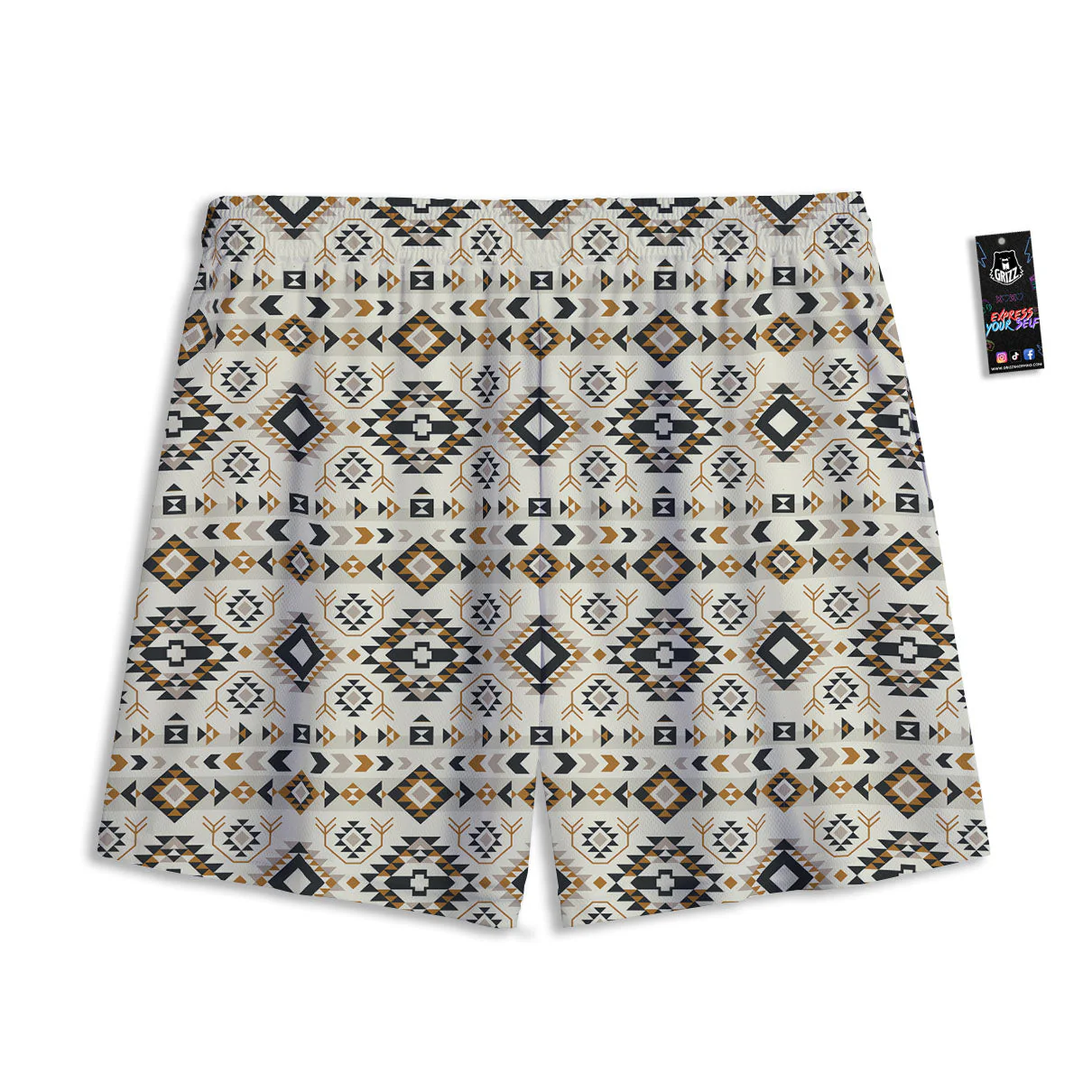 Navajo Geometric Style Print Pattern Mesh Shorts - Image 2
