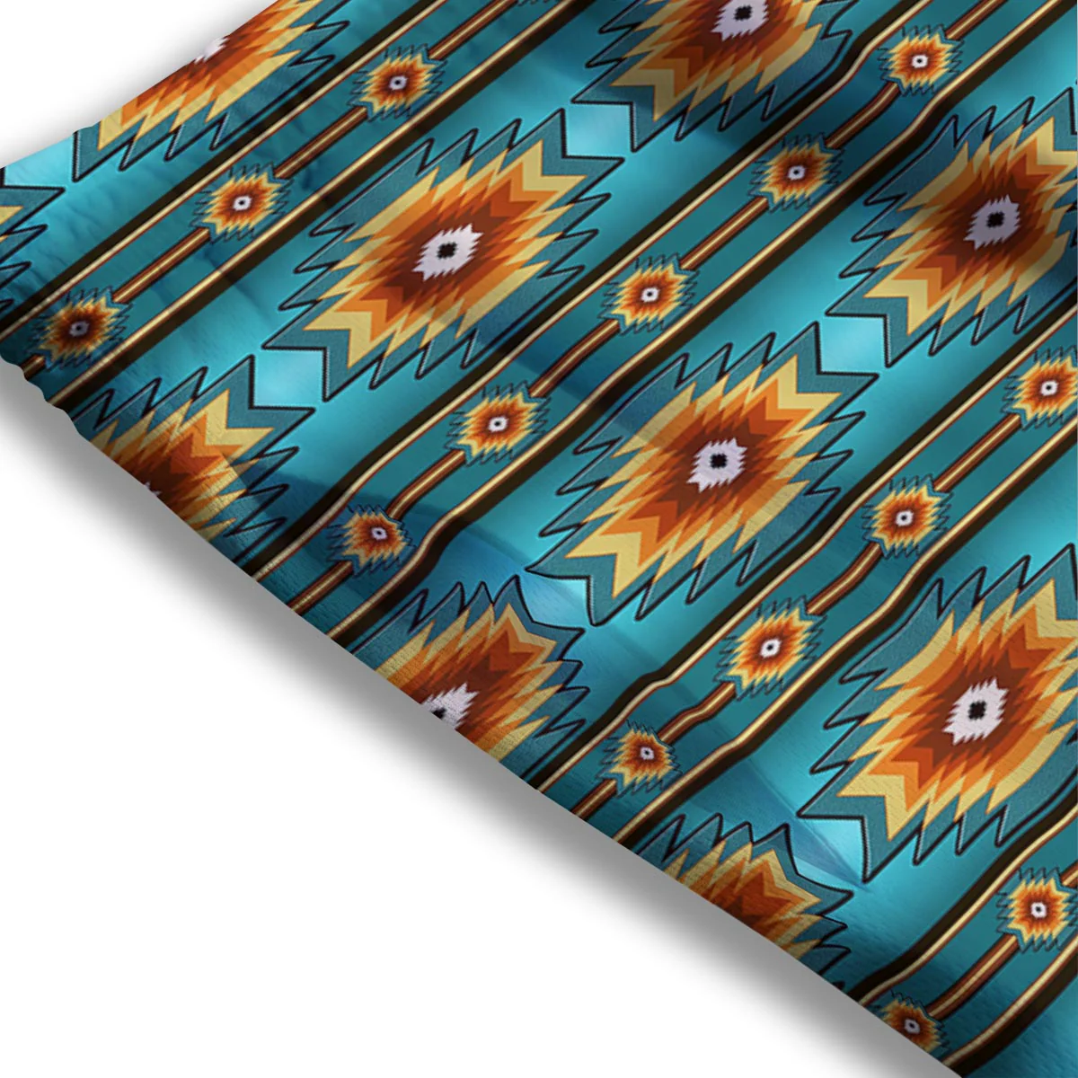 Navajo Teal Southwestern Print Pattern Mesh Shorts - Image 3