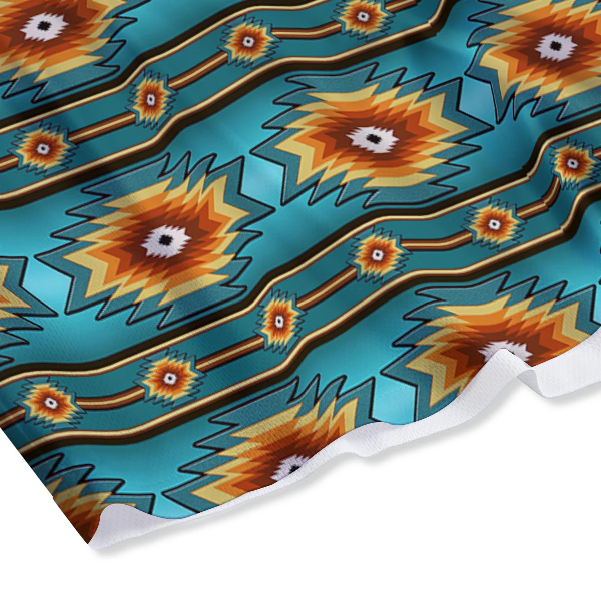 Navajo Teal Southwestern Print Pattern Mesh Shorts - Image 4