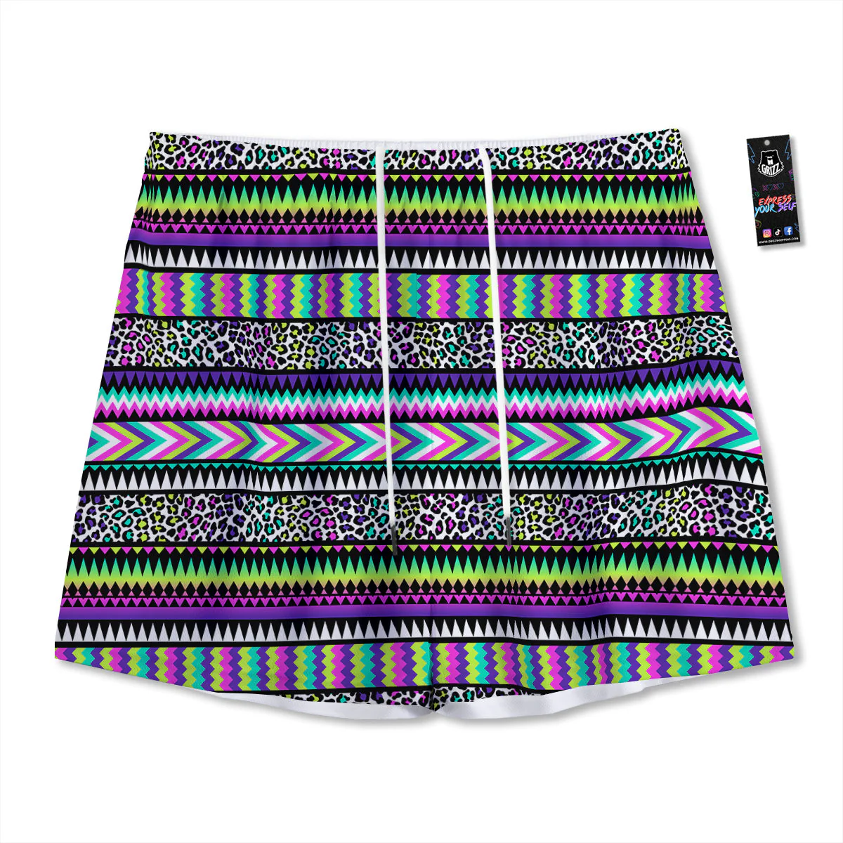 Navajo Tribal Colorful Leopard Print Mesh Shorts