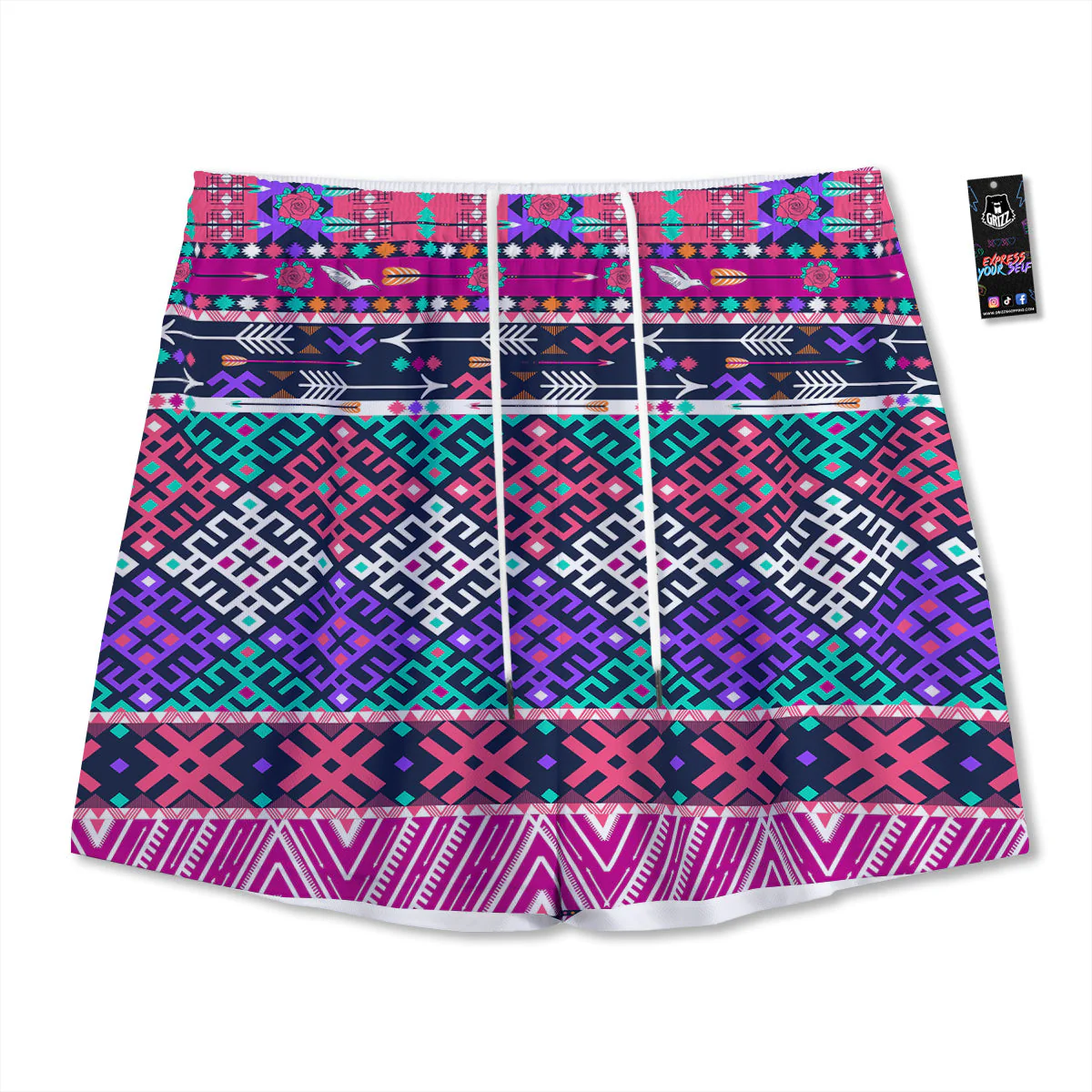 Navajo Tribal Colorful Native Print Mesh Shorts