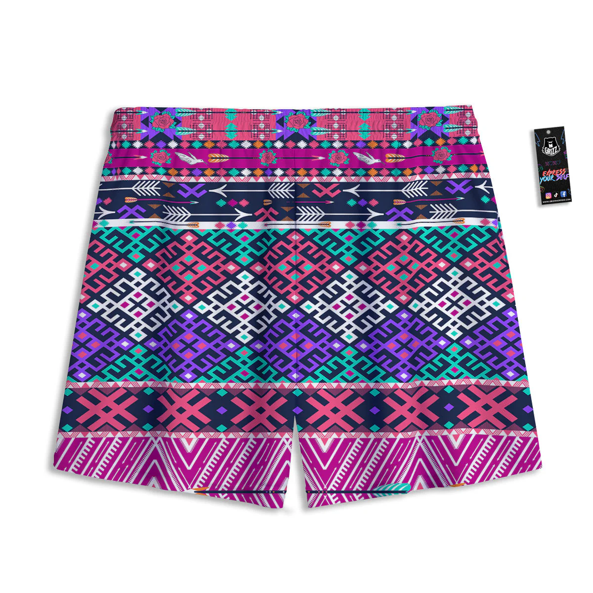 Navajo Tribal Colorful Native Print Mesh Shorts - Image 2