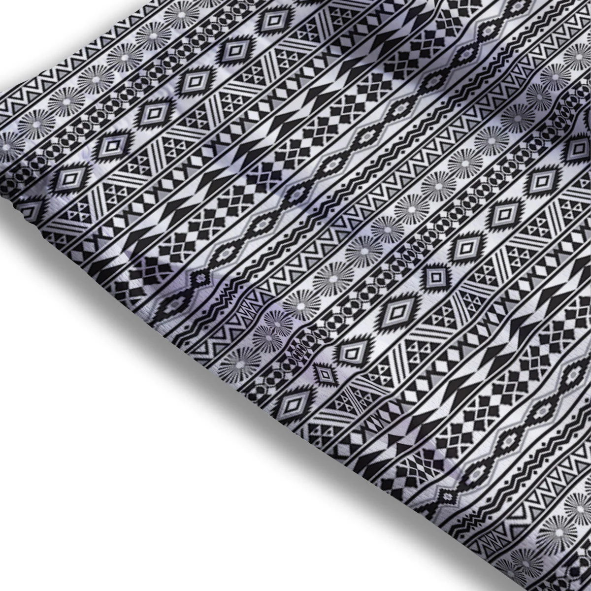 Navajo Tribal White And Black Print Mesh Shorts - Image 3