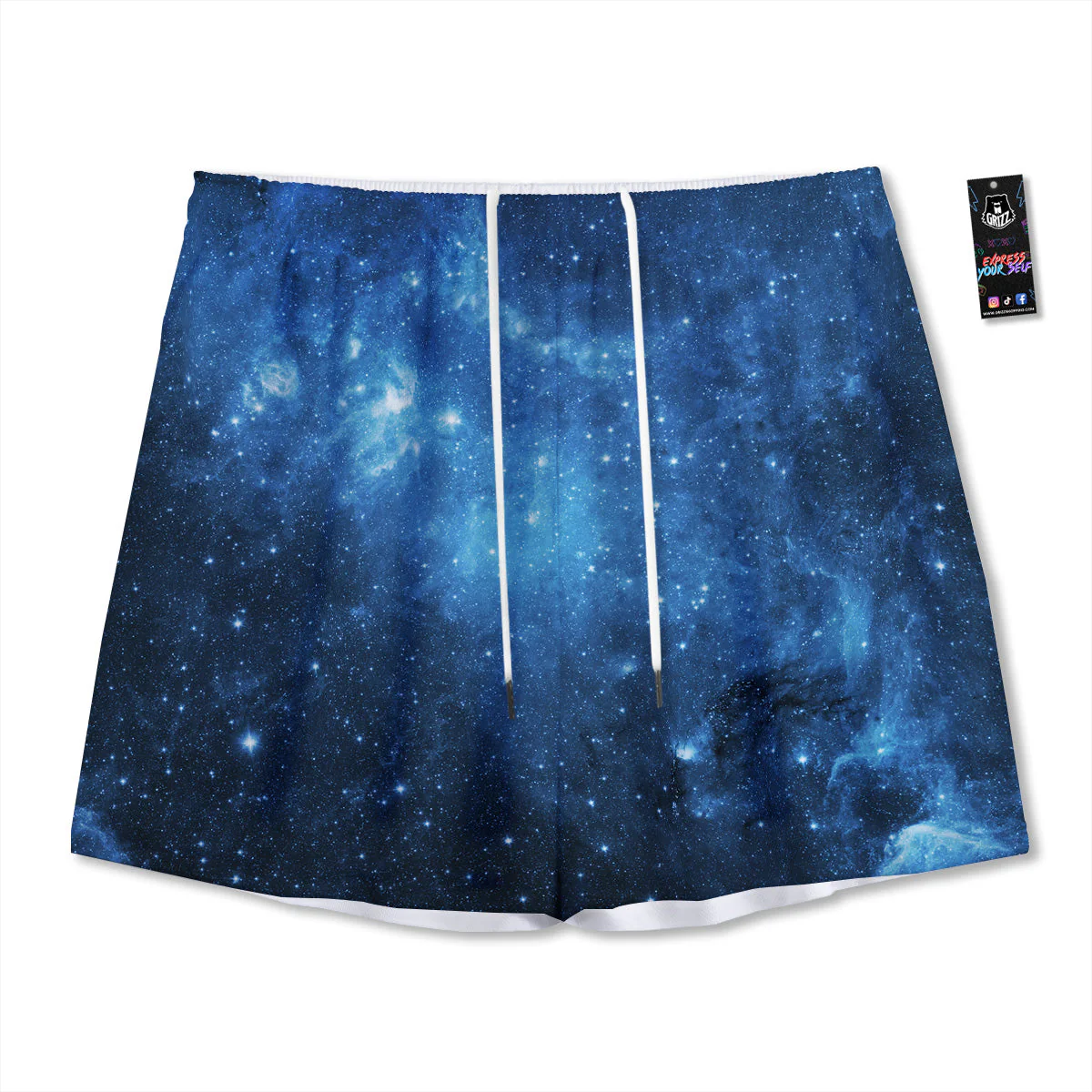 Nebula Galaxy Space Blue Light Print Mesh Shorts