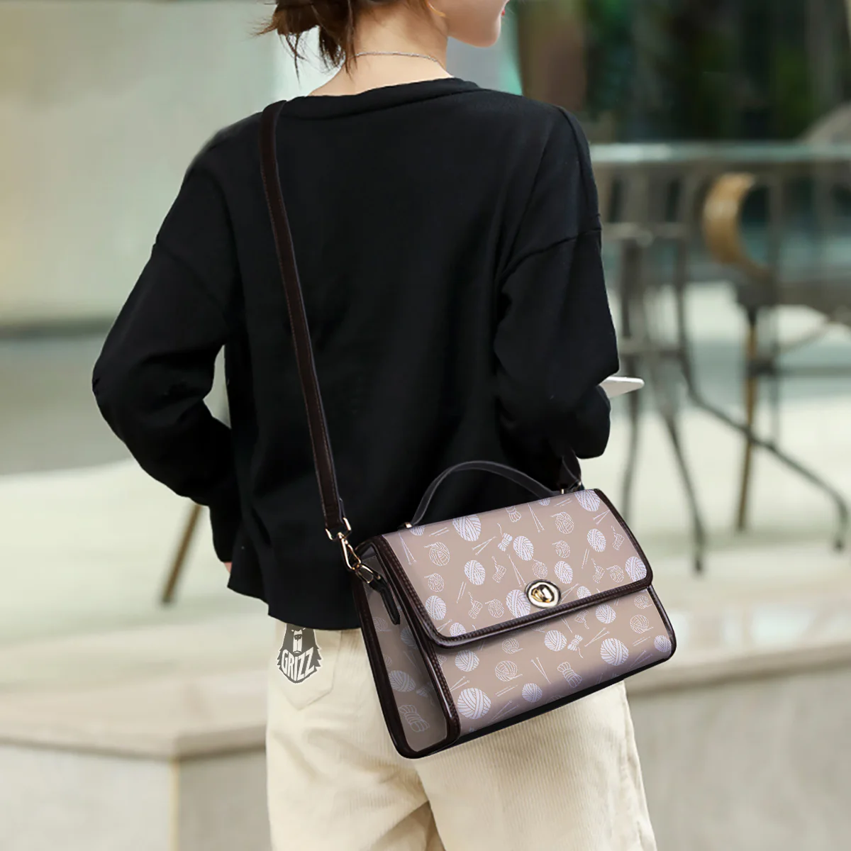 Needle And Yarn Print Pattern Women's Satchel Bag - Image 3