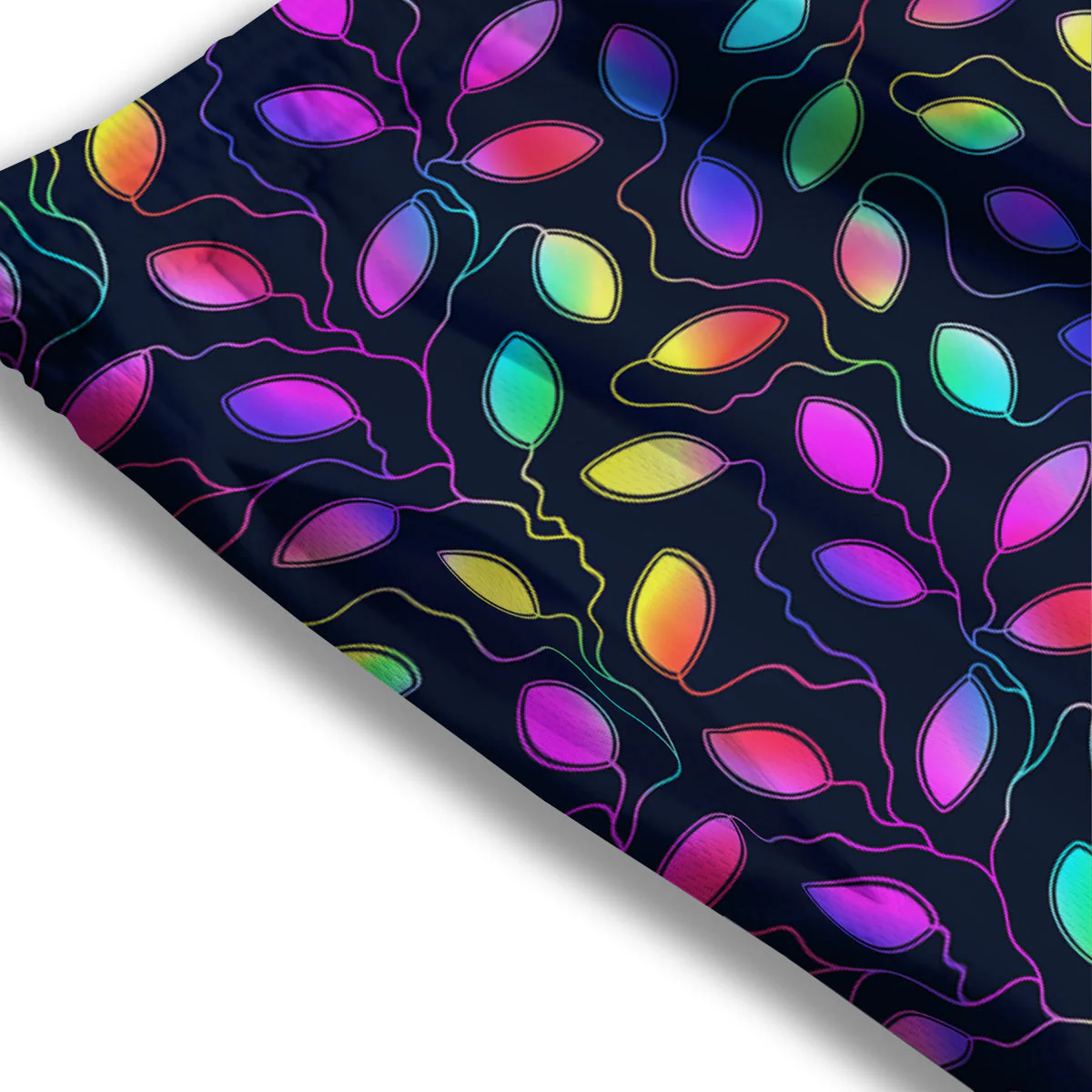 Neon Leaf Print Pattern Mesh Shorts - Image 3