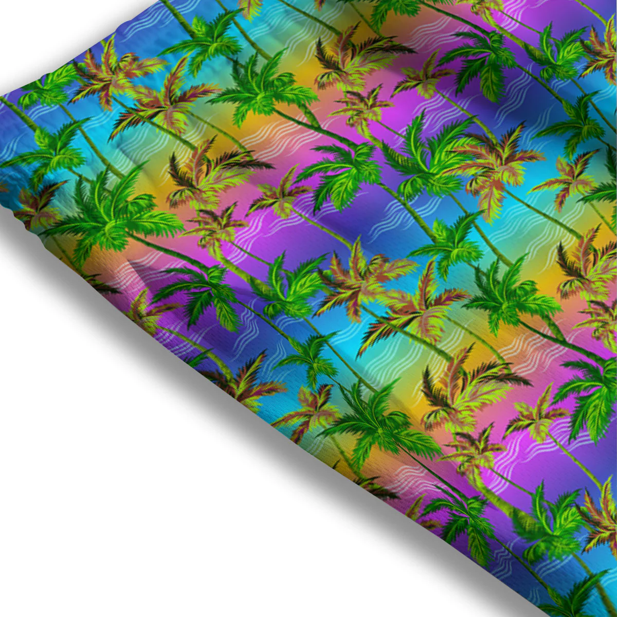 Neon Palm Tree Print Pattern Mesh Shorts - Image 3