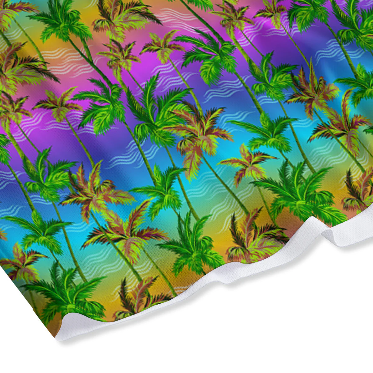 Neon Palm Tree Print Pattern Mesh Shorts - Image 4
