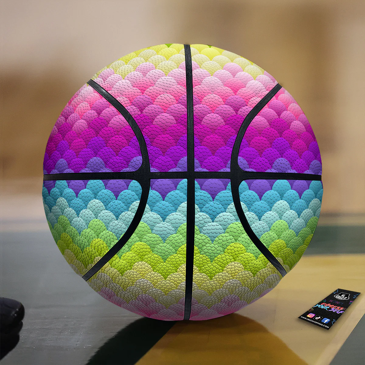 Neon Rainbow Light Blobs Print Pattern Basketball
