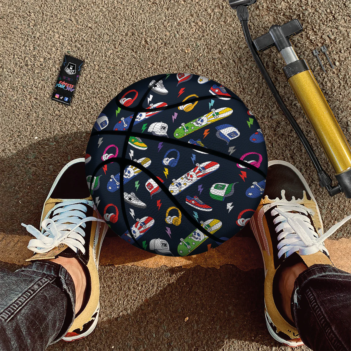 New York Skateboard Colorful Print Pattern Basketball - Image 2