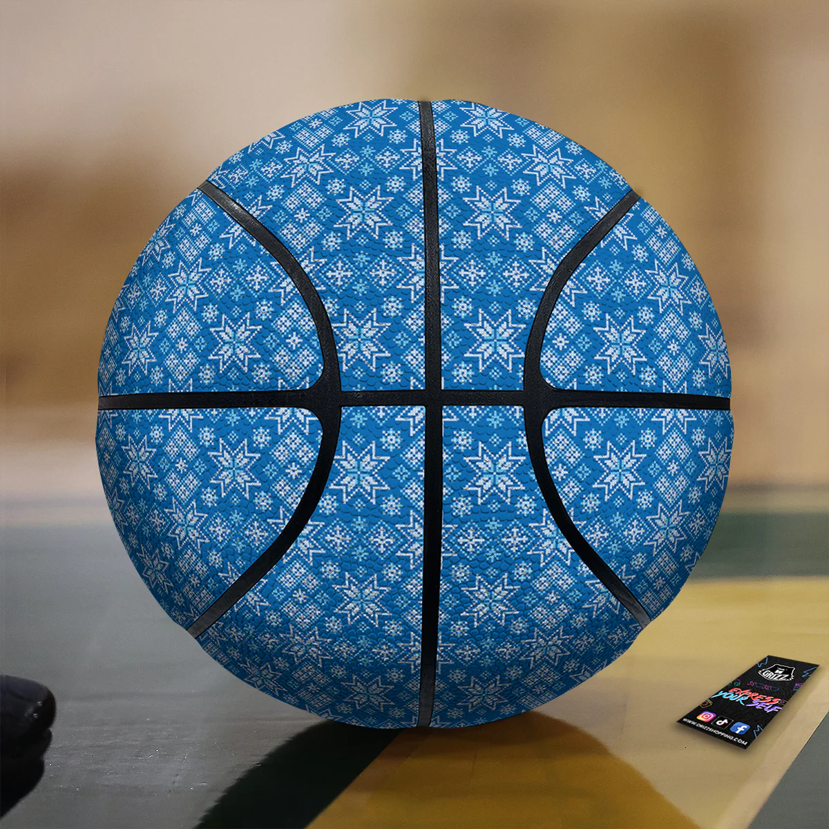 Nordic Knitted Christmas Print Pattern Basketball