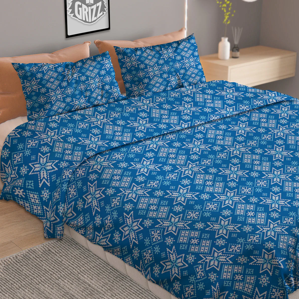 Nordic Knitted Christmas Print Pattern Duvet Cover Bedding Set - Image 2