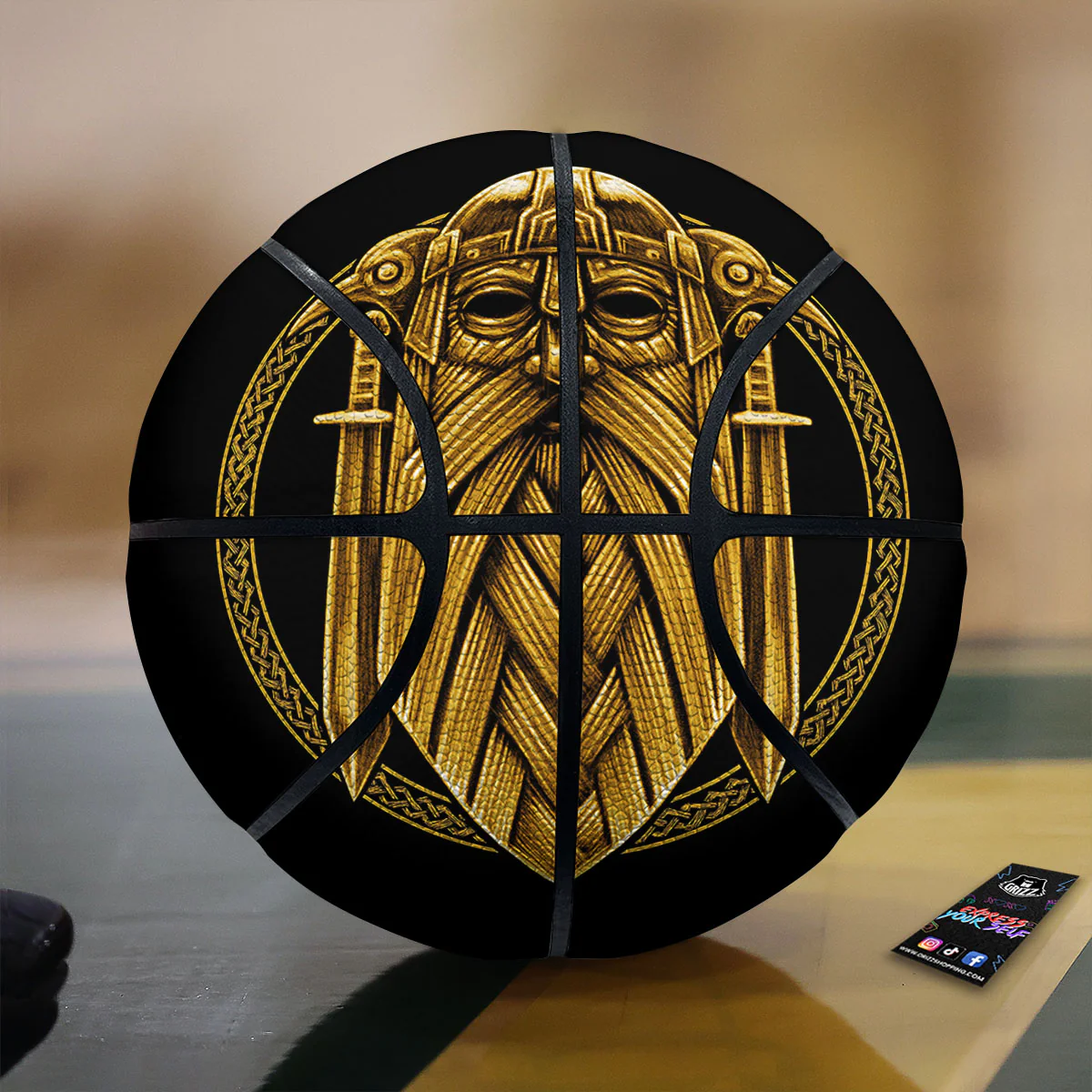 Norse God Odin Gold Viking Print Basketball