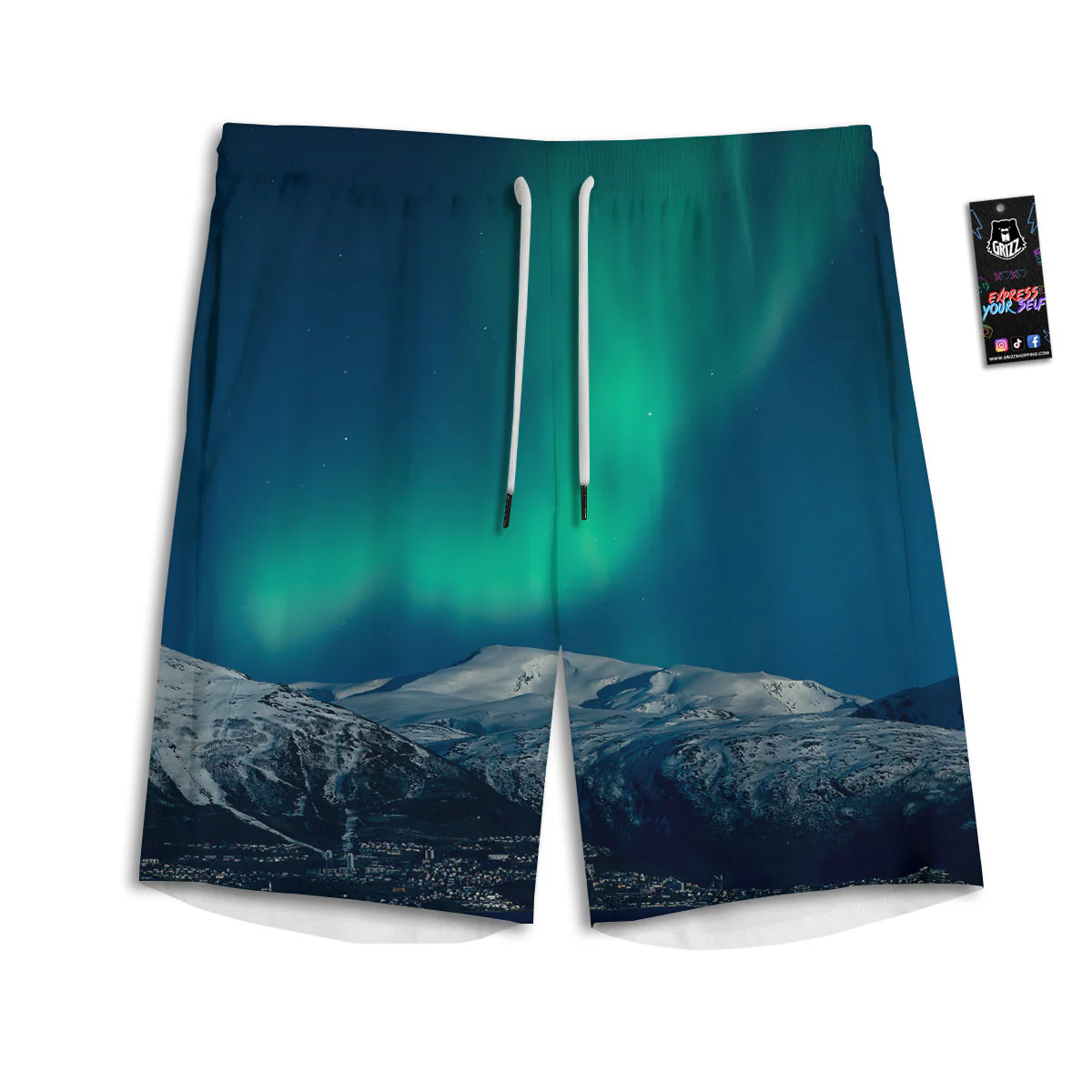 Northern Lights Print Men's Athletic Shorts