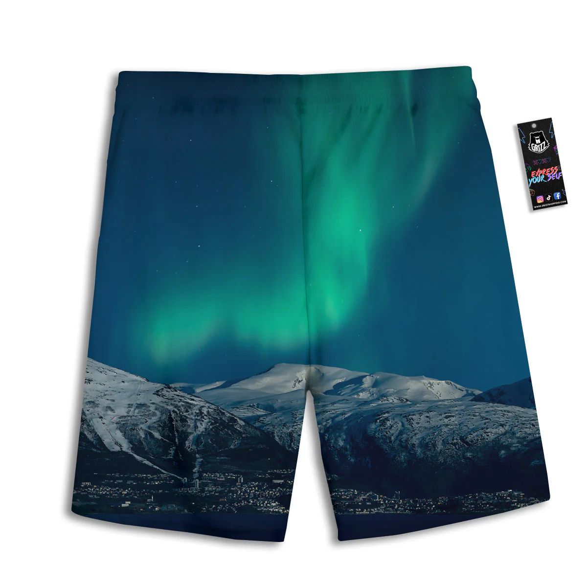 Northern Lights Print Men's Athletic Shorts - Image 2