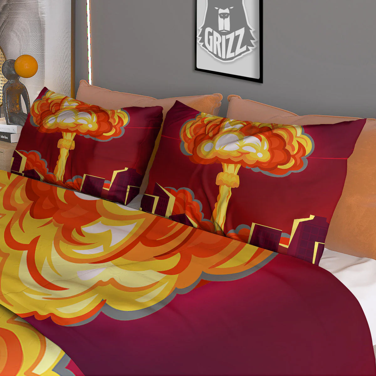Nuclear Explosion In City Print Duvet Cover Bedding Set - Image 3