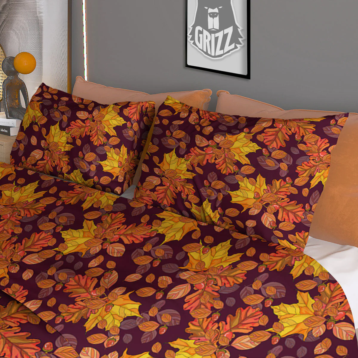 Oak Maple Print Pattern Duvet Cover Bedding Set - Image 3