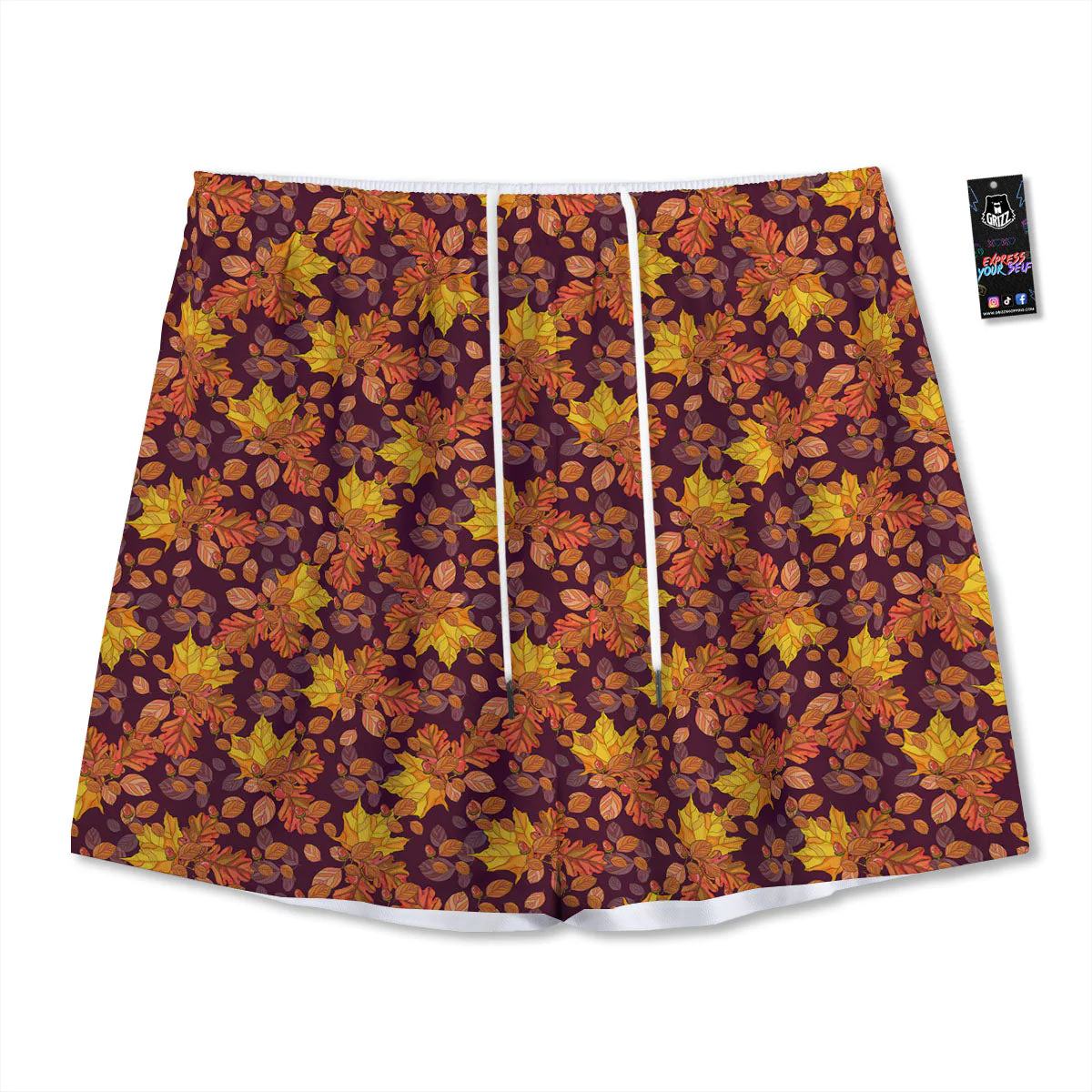 Oak Maple Print Pattern Mesh Shorts