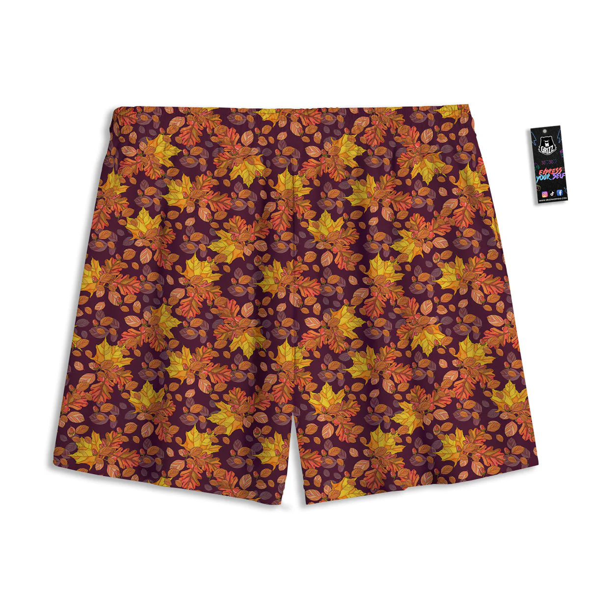 Oak Maple Print Pattern Mesh Shorts - Image 2