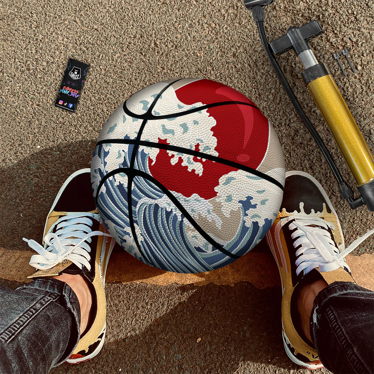 Ocean Wave Japanese Print Basketball - Image 2