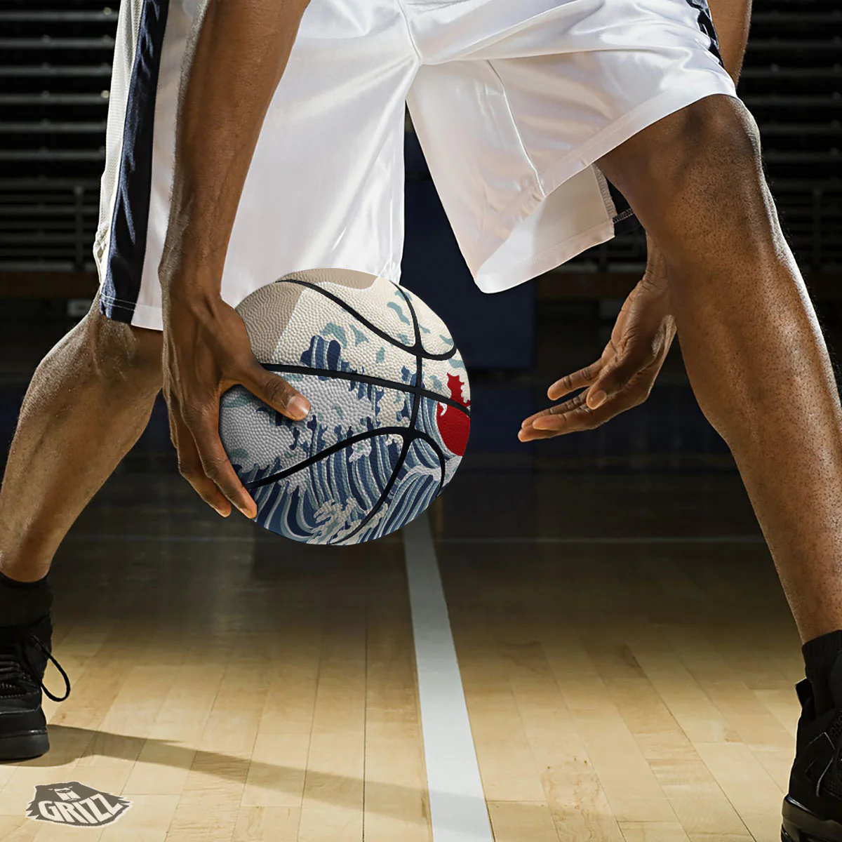 Ocean Wave Japanese Print Basketball - Image 3