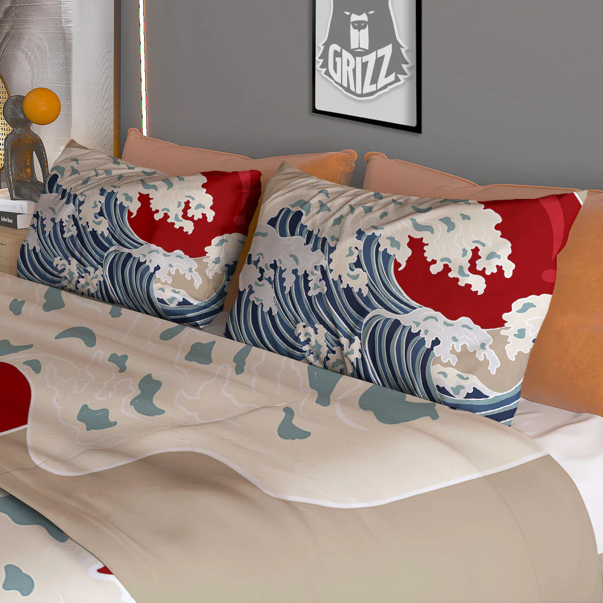 Ocean Wave Japanese Print Duvet Cover Bedding Set - Image 3