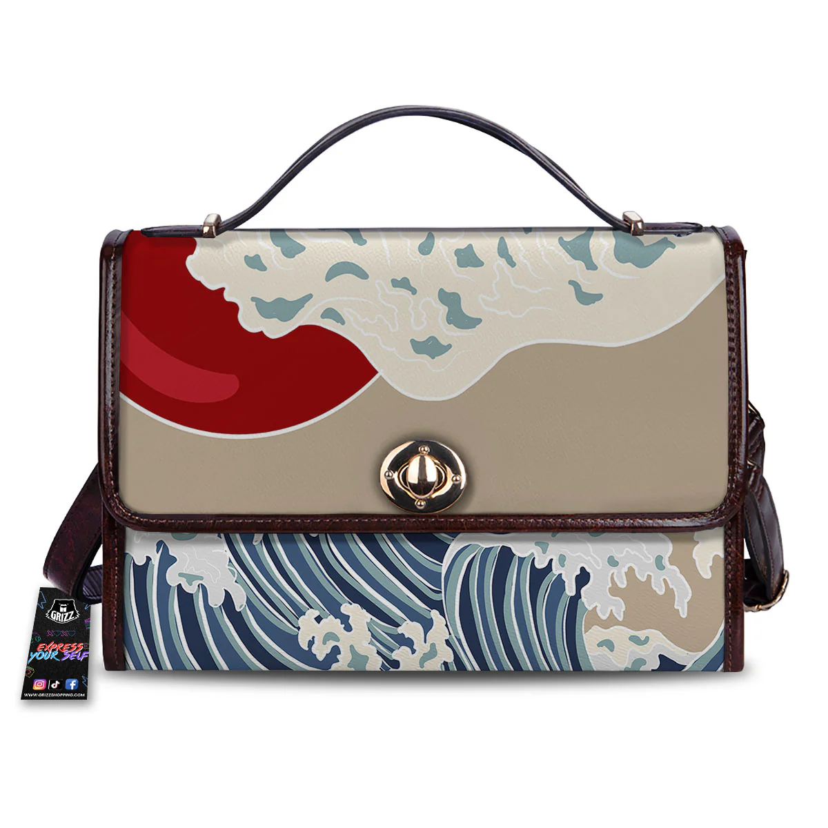 Ocean Wave Japanese Print Women's Satchel Bag