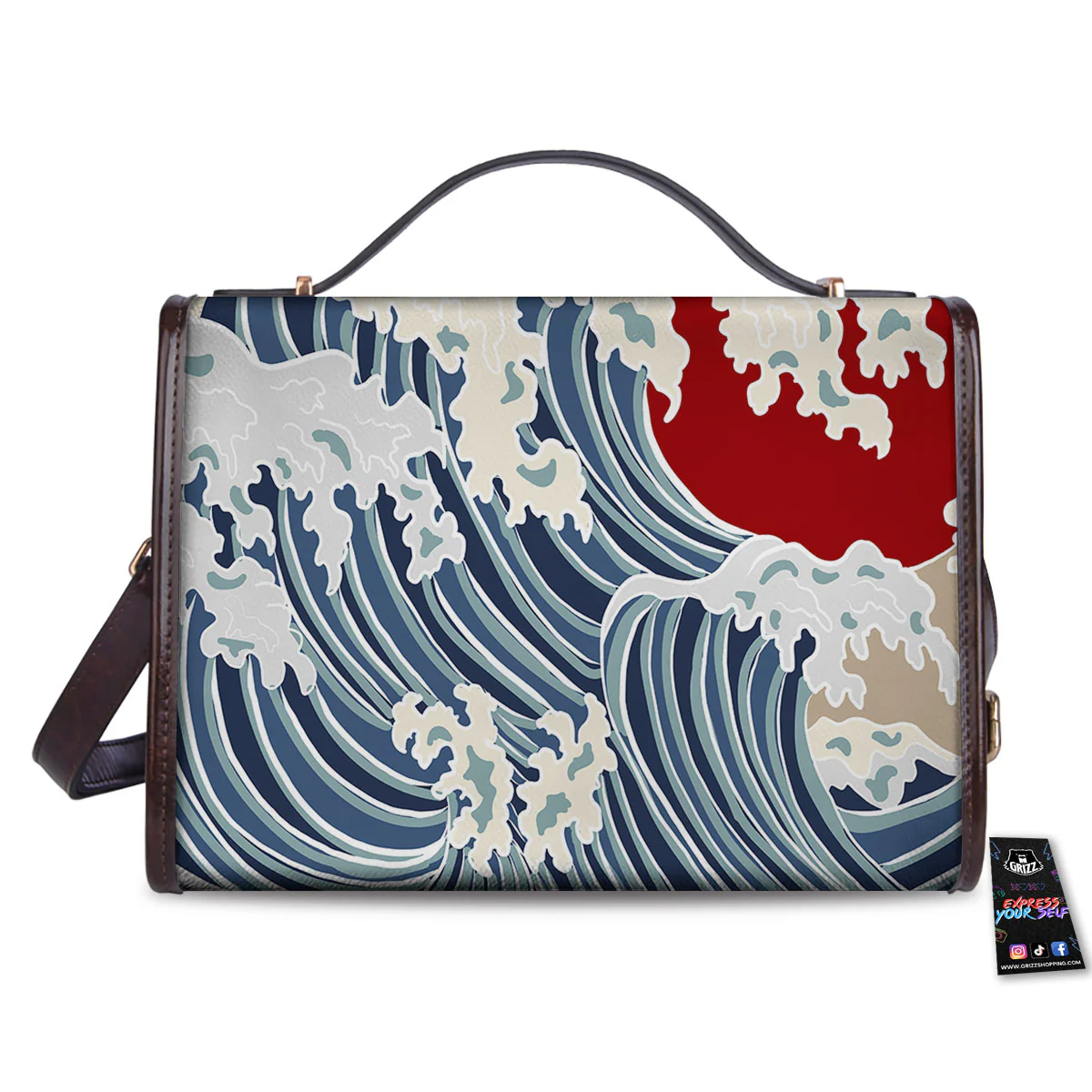 Ocean Wave Japanese Print Women's Satchel Bag - Image 2