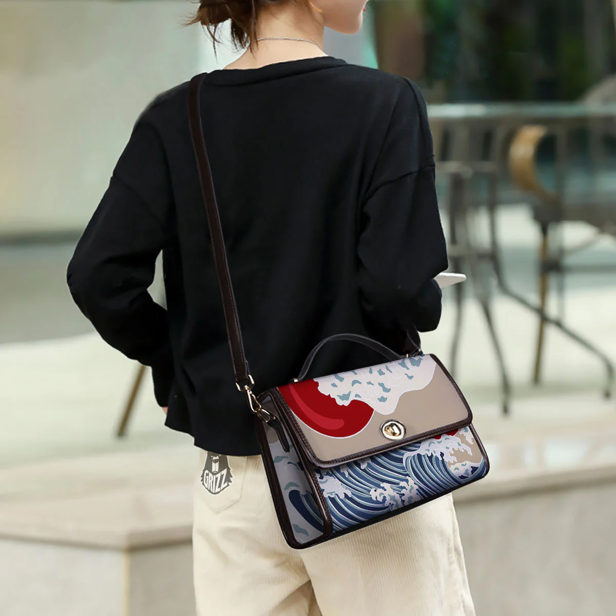Ocean Wave Japanese Print Women's Satchel Bag - Image 3