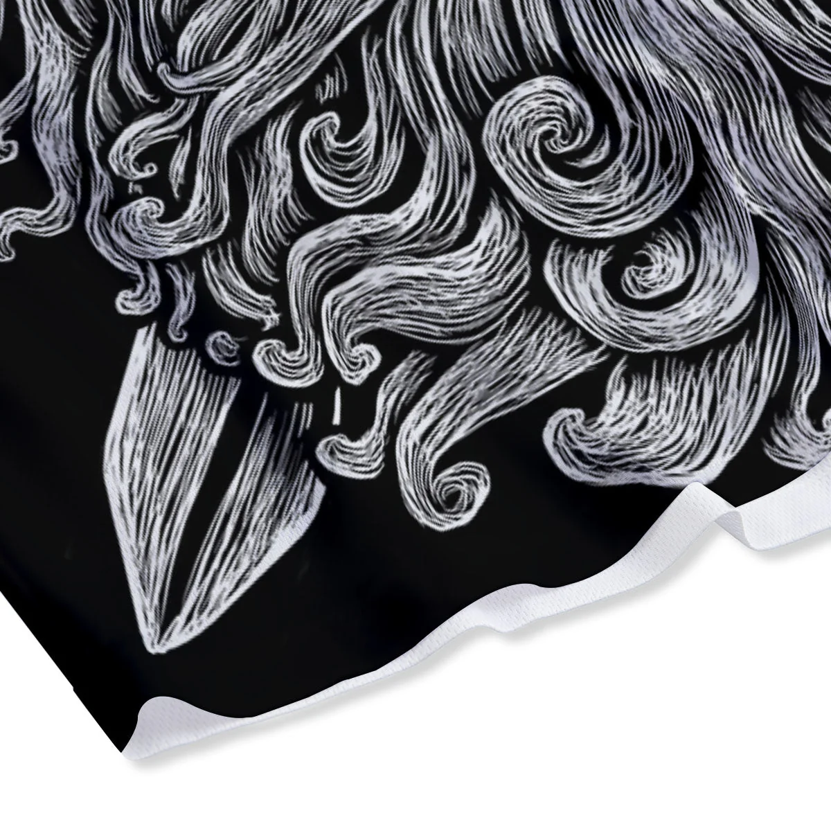Odin With Crows White And Black Print Mesh Shorts - Image 4