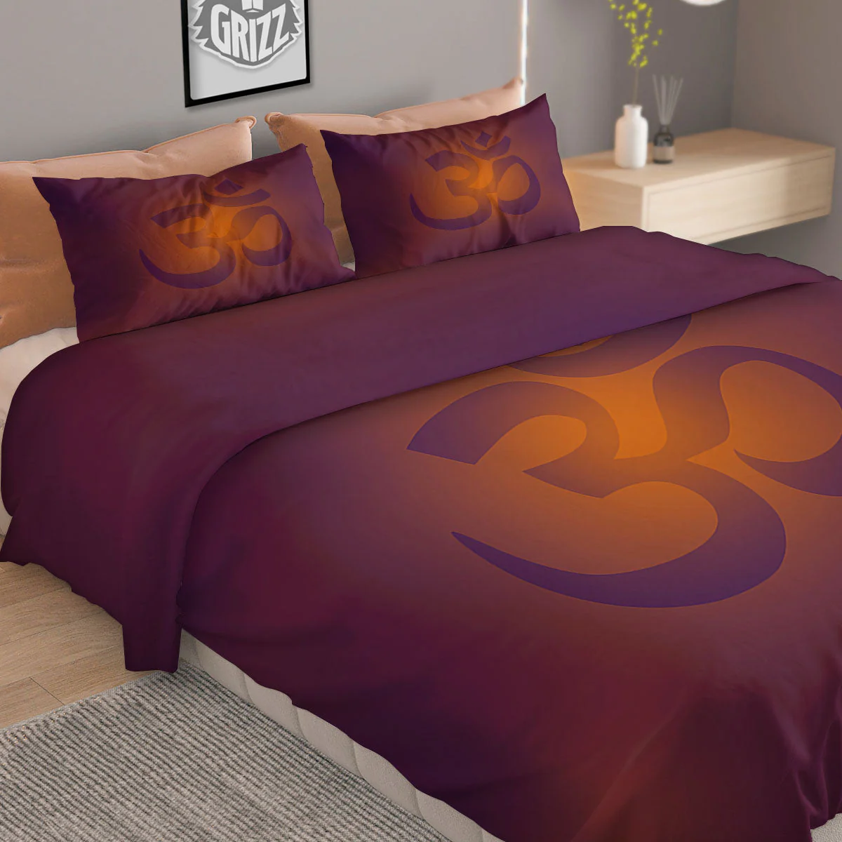 Om Mantra Print Duvet Cover Bedding Set - Image 2