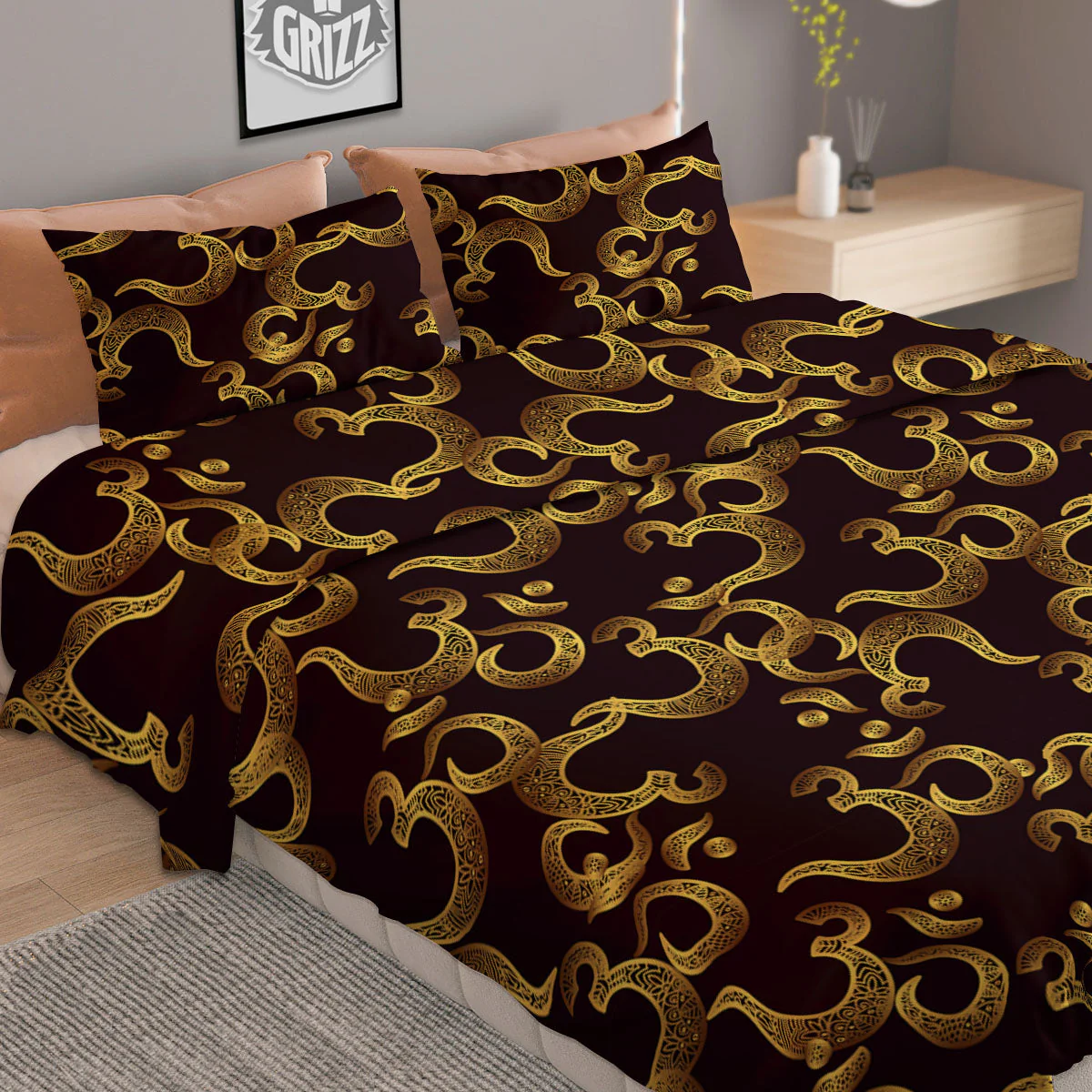Om Sign Print Pattern Duvet Cover Bedding Set - Image 2