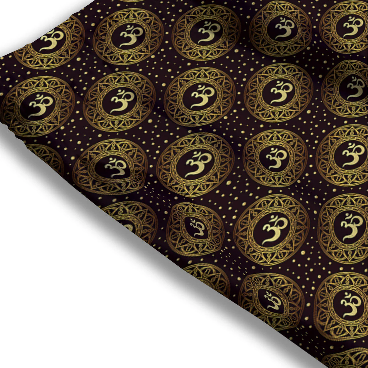 Om Symbol Gold Print Pattern Mesh Shorts - Image 3