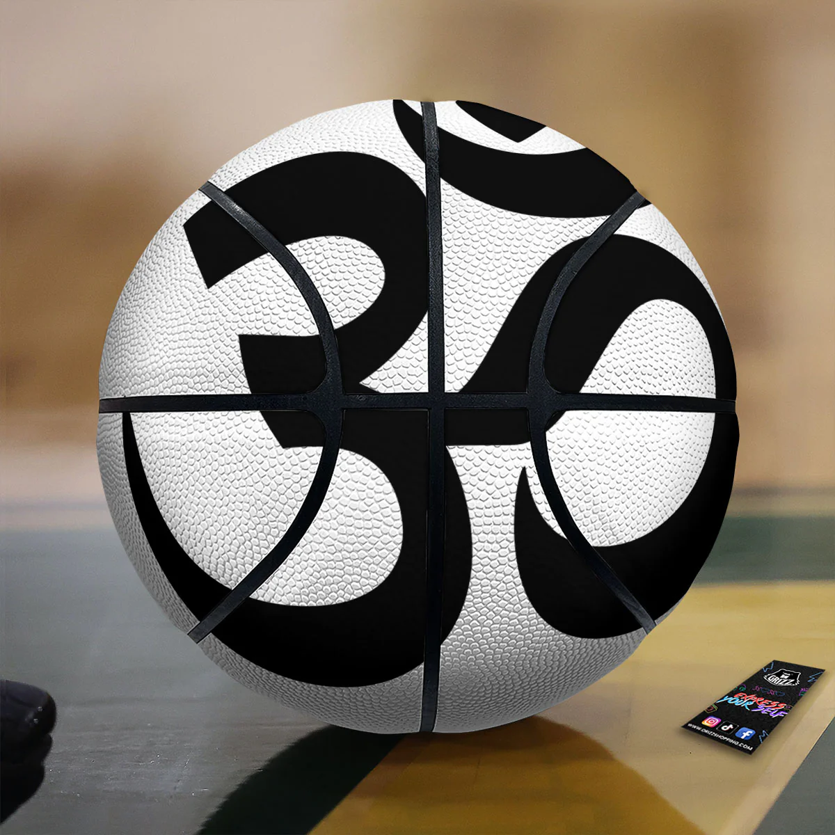 Om White And Black Print Basketball