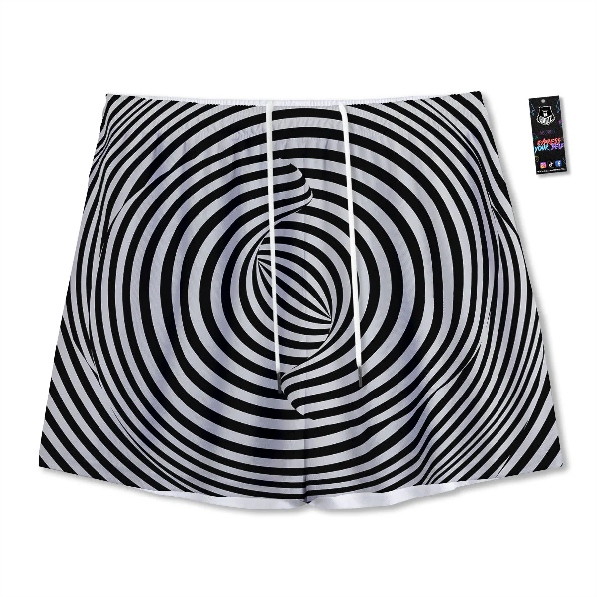 Optical illusion Black And White Print Mesh Shorts