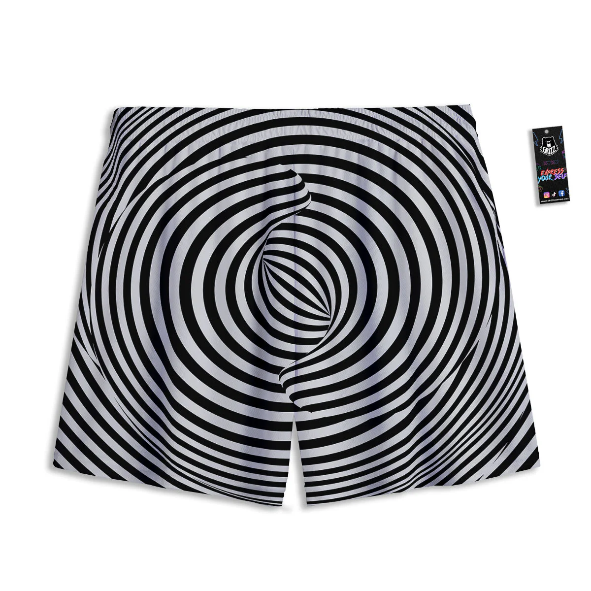 Optical illusion Black And White Print Mesh Shorts - Image 2
