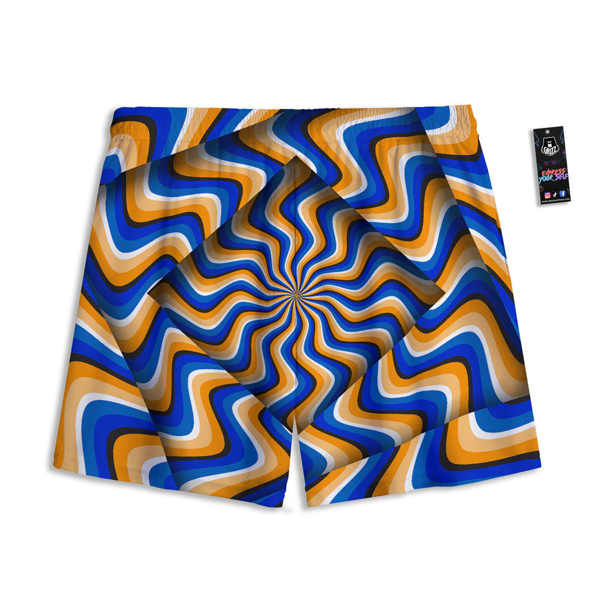 Optical illusion Hypnotic Blue Orange Mesh Shorts - Image 2