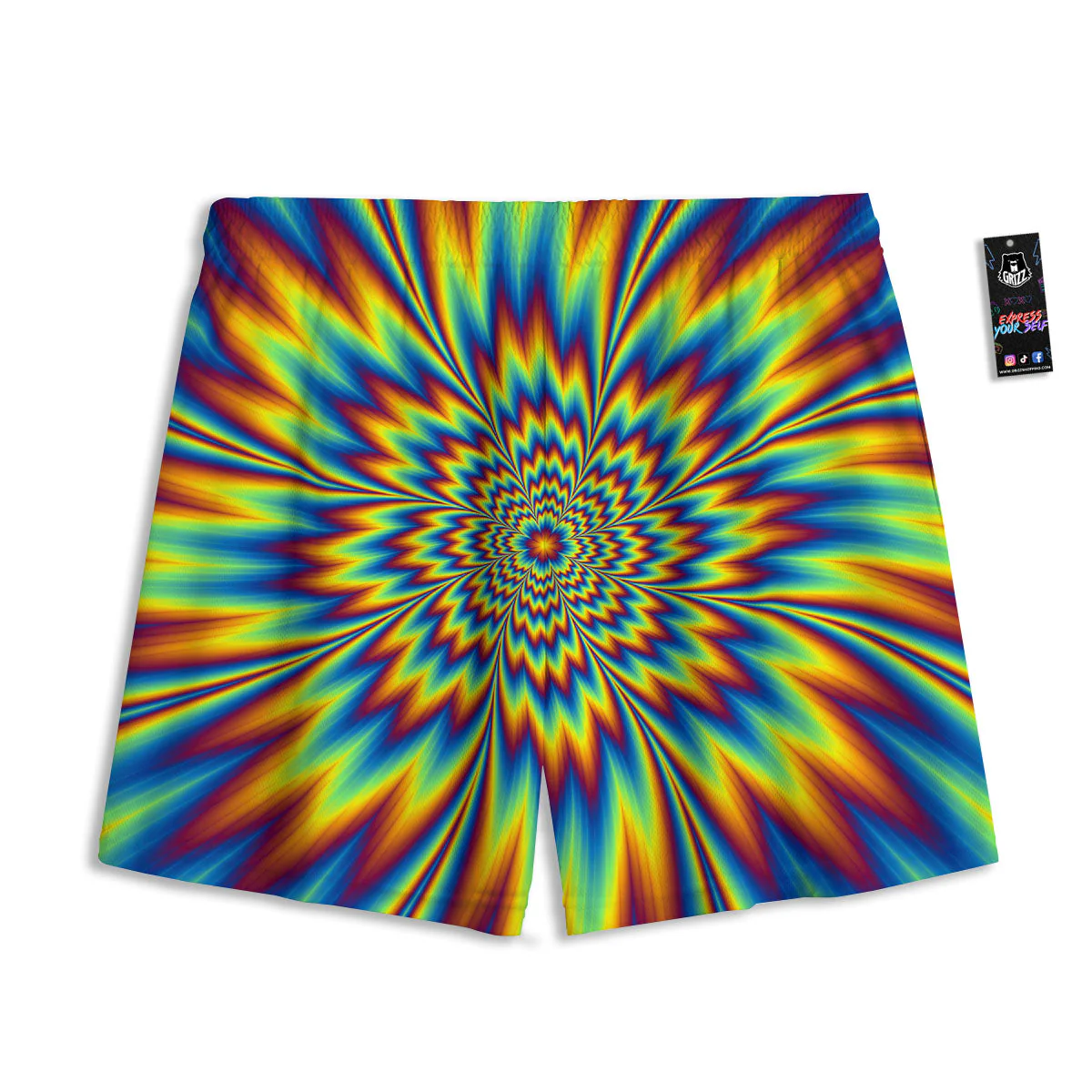 Optical Illusion Neon Psychedelic Mesh Shorts - Image 2